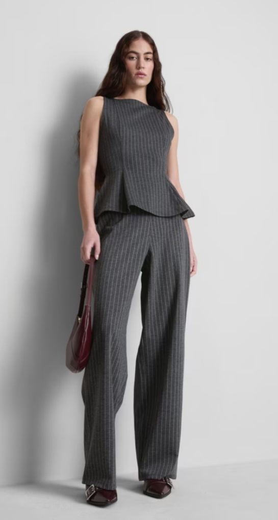 Tailored Pinstripe Loose Work Pants