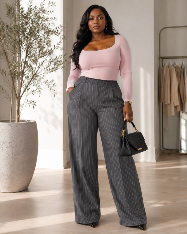Modern Poise Pinstripe Wide-Leg Pants