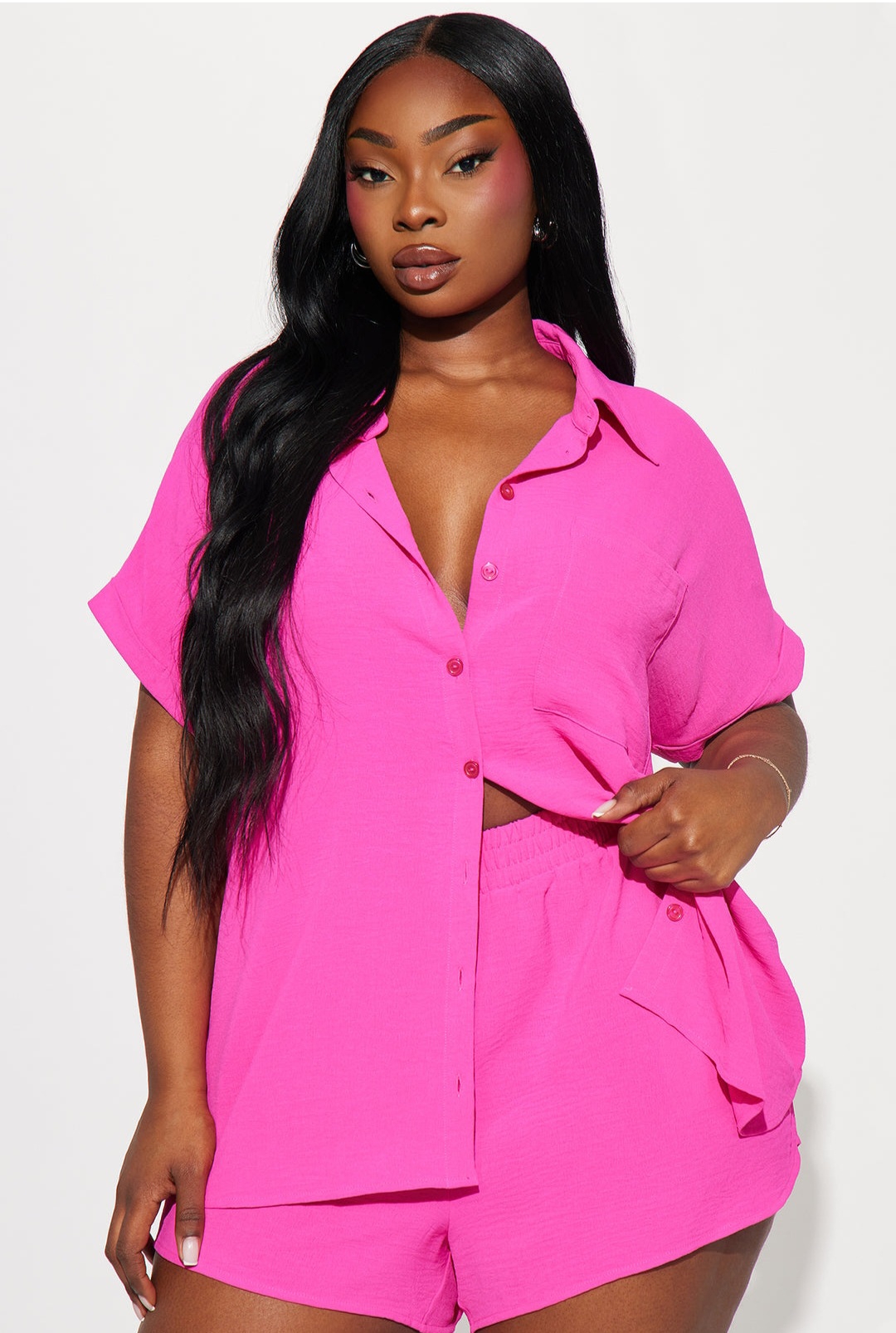 Airflow Button-Up Shirt & Flowy Shorts Set