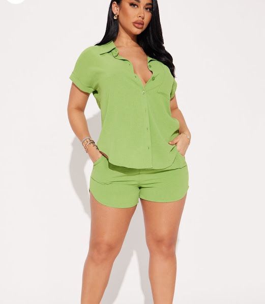 Airflow Button-Up Shirt & Flowy Shorts Set