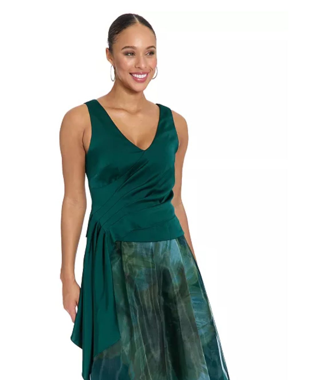 Women’s Asymmetrical Pleated V-Neck Top