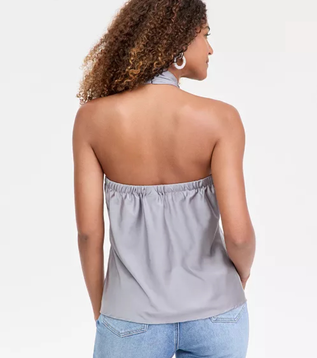 Satin Knotted Halter  Top
