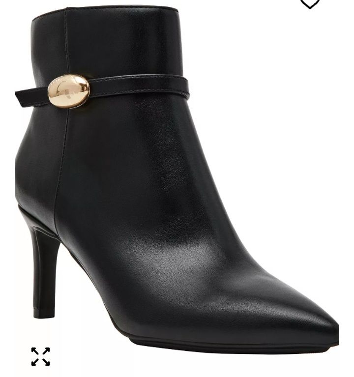 Pointed Toe Ankle Boot with Gold-Tone Strap – Stiletto Heels