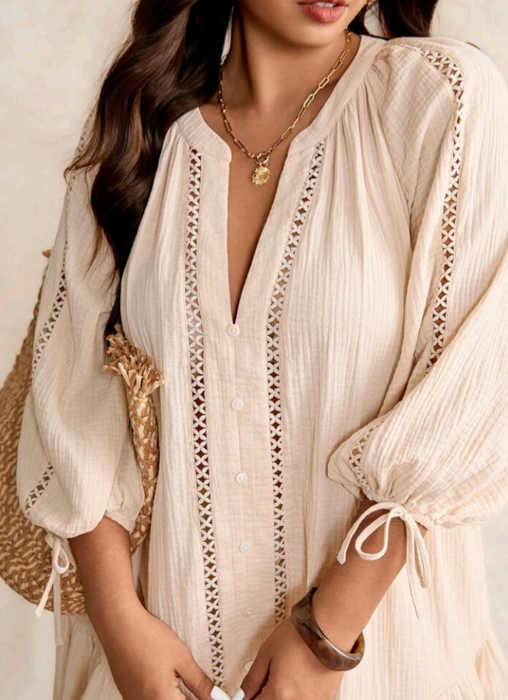 Chic Everyday Look  Lantern Sleeve Ruffle Hem Dress