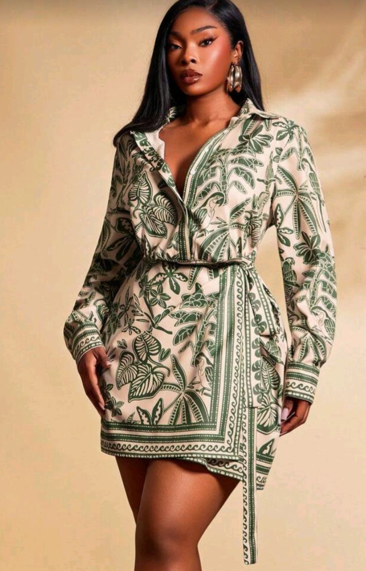 Floral Print Long Sleeve  Shirt Dress