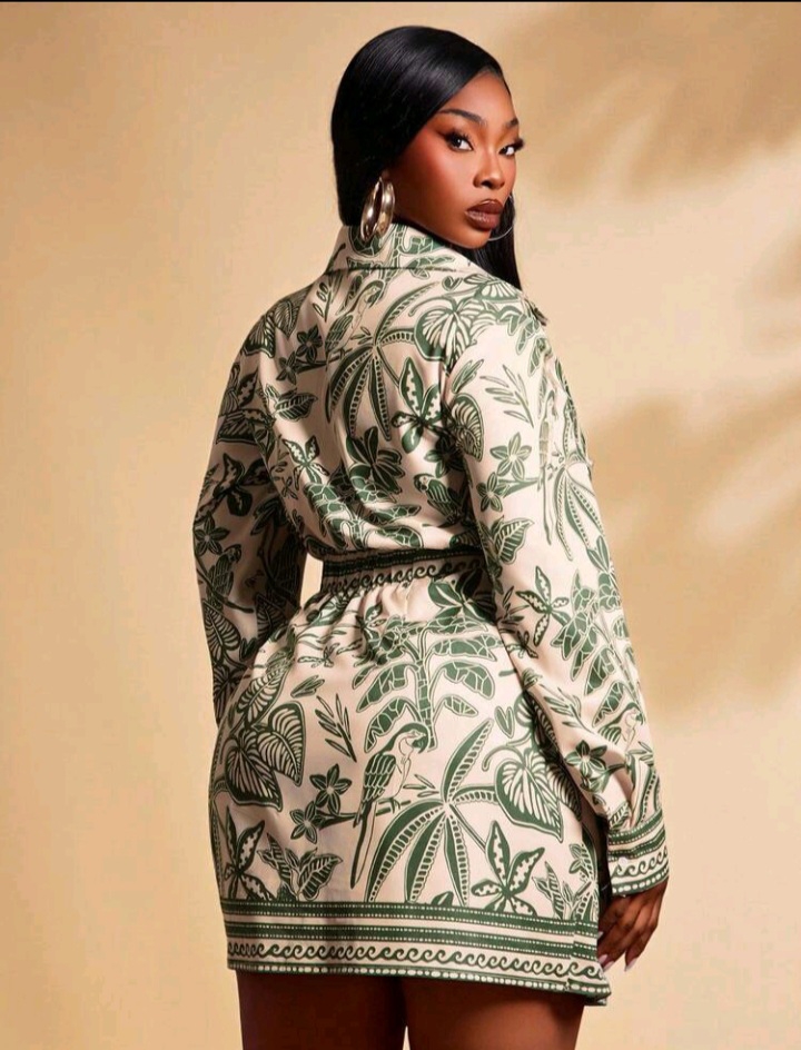 Floral Print Long Sleeve  Shirt Dress