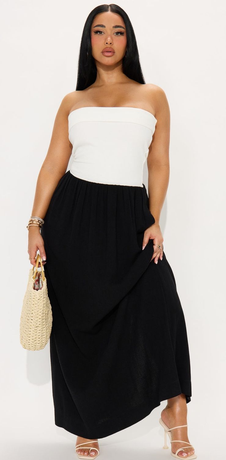 Classic Contrast Sleeveless Maxi Dress