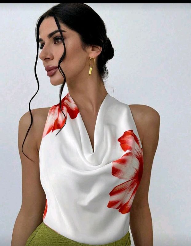 Satin Tie Back Halter  Top