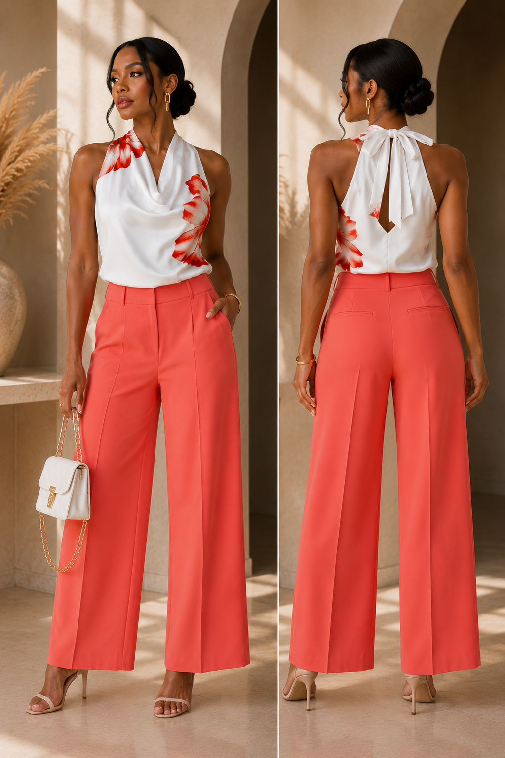 Satin Tie Back Halter  Top