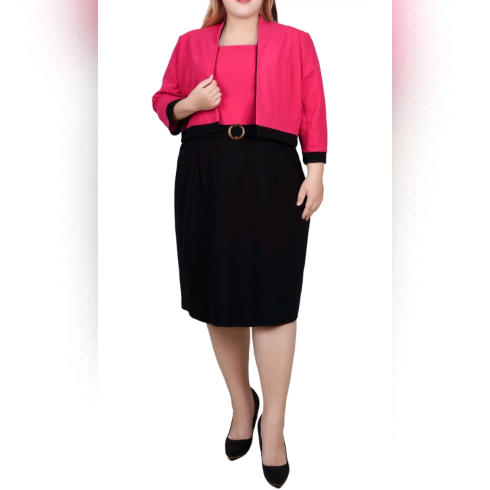 Two-Piece Dress Set with Half Jacket