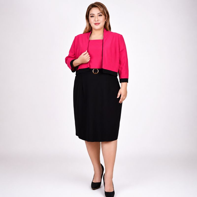 Two-Piece Dress Set with Half Jacket