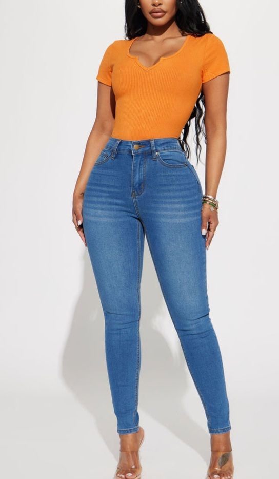 High-Waist Straight Leg Skinny Jeans