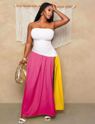 Sunset Luxe Colorblock Resort Maxi Dress
