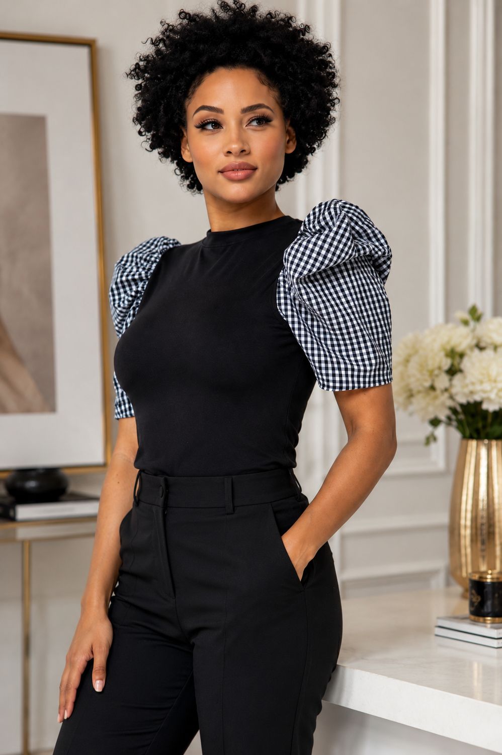 Harper Gingham Puff Sleeve Blouse