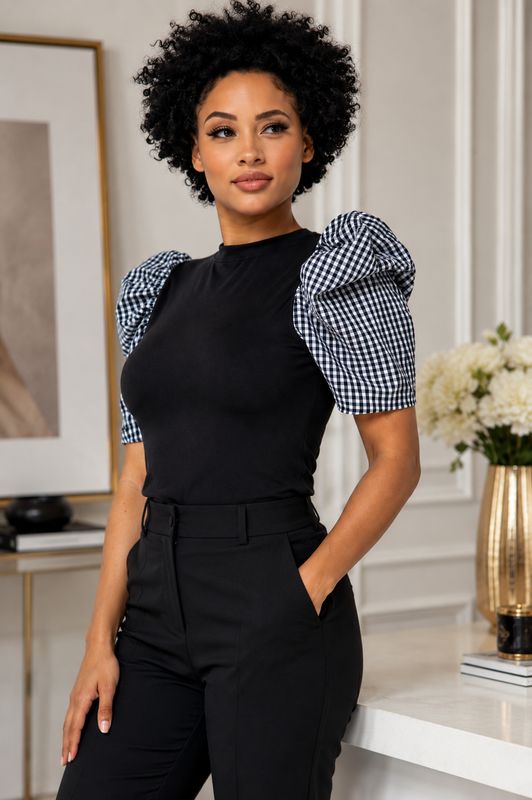 Harper Gingham Puff Sleeve Blouse Harper Gingham Puff Sleeve Blouse