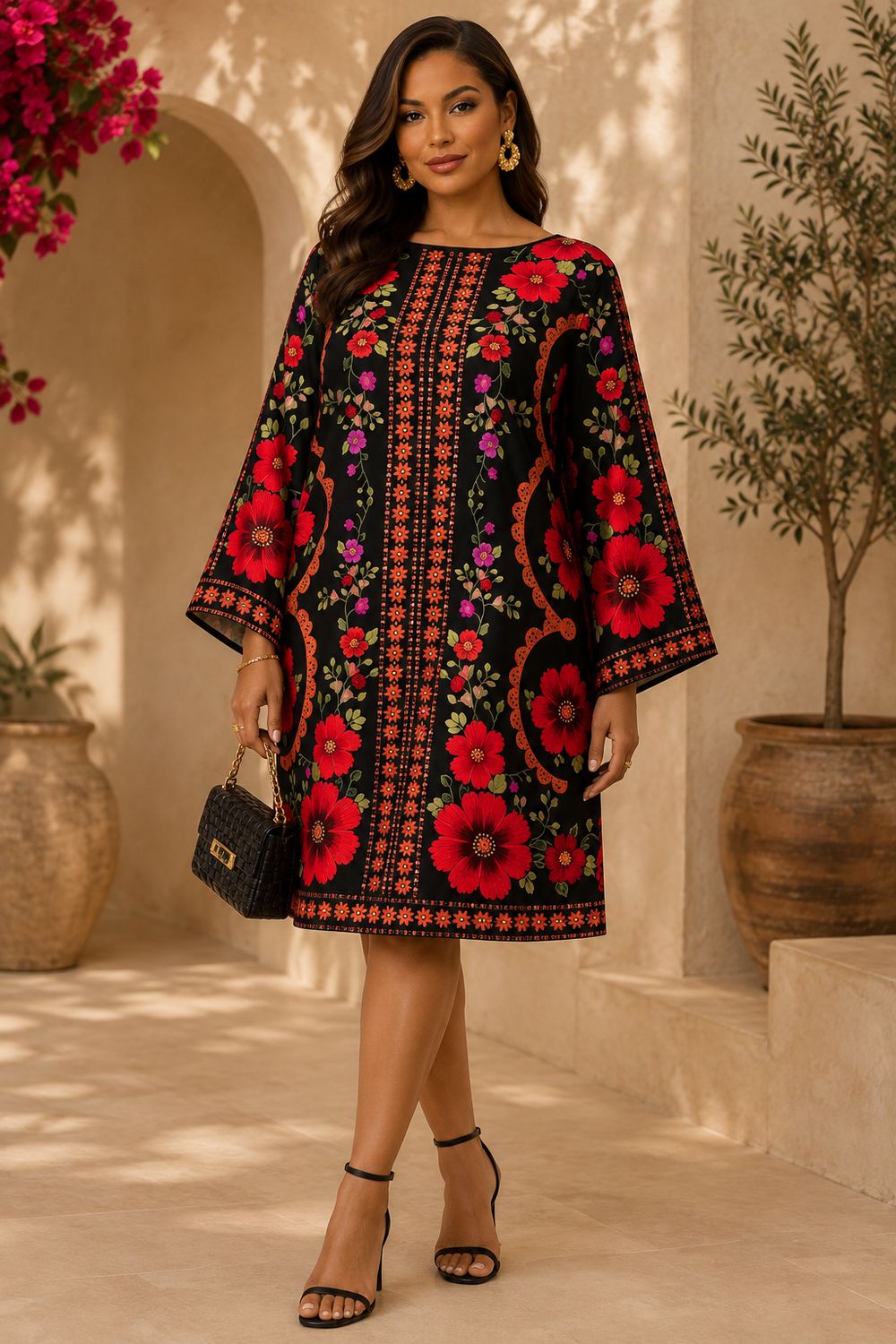 Midnight Bloom Tunic Dress