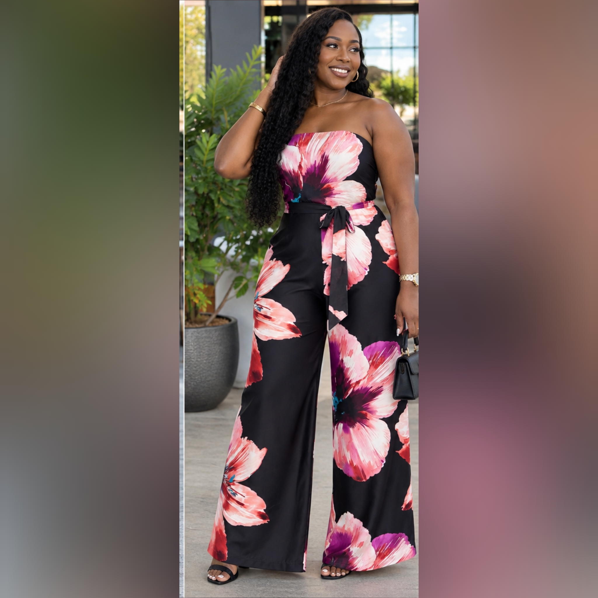 Strapless Floral Wide-Leg Jumpsuit