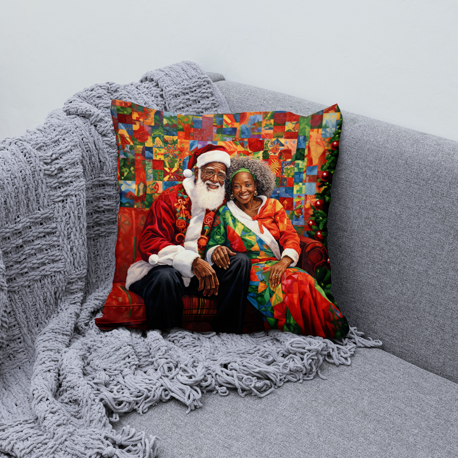 Santa & His Sweetheart - Christmas Pillow III - 16x16