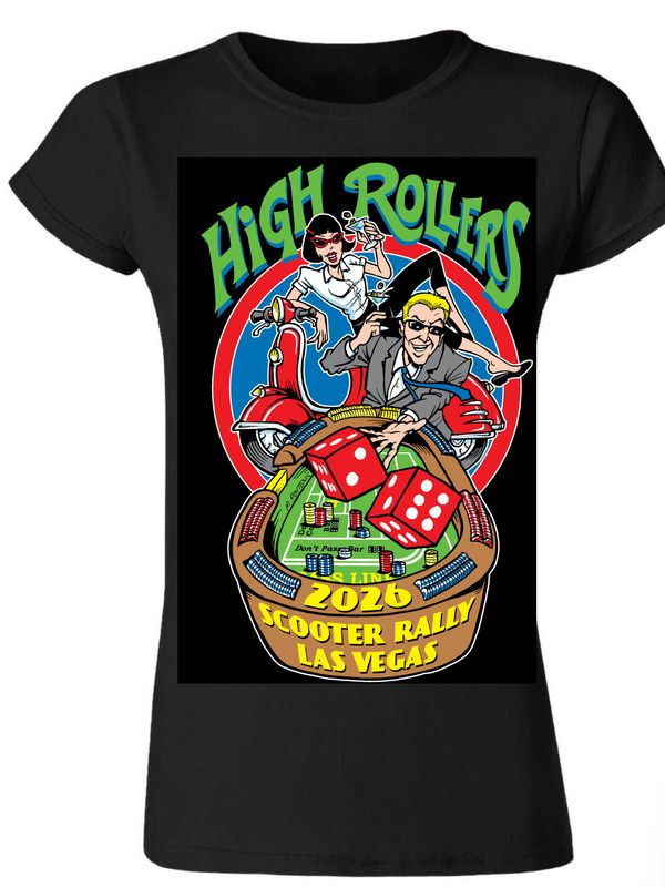 Womens Highrollers 2026 Rally T-shirt Small-XL  These are Next Level Apparel RN111449. They are 60% Cotton and 40% Polyester. They hold their color and shape well. I have had several I wear regularly