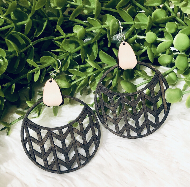 Woven Round Earrings - Dark Stain