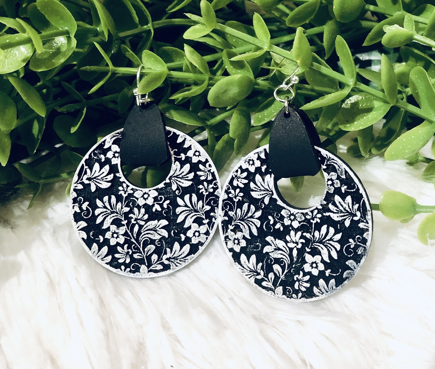 Damask Flower Hoop Earrings