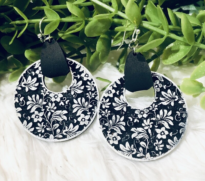 Damask Flower Hoop Earrings
