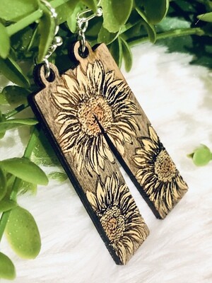 Sunflower BOHO Bar Shape Earrings