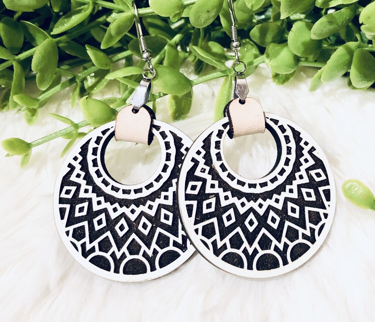 Mandala Engraved Hoop Earrings