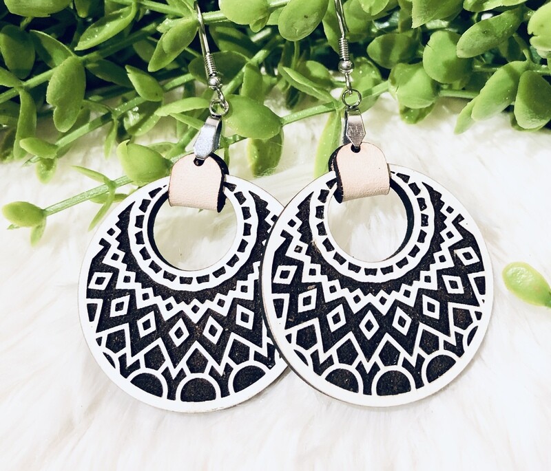 Mandala Engraved Hoop Earrings