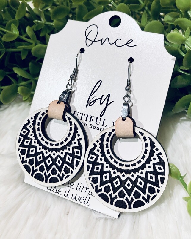 Mandala Engraved Hoop Earrings