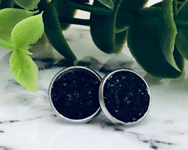 Midnight Magic - Druzy Crystal Stud Earrings 