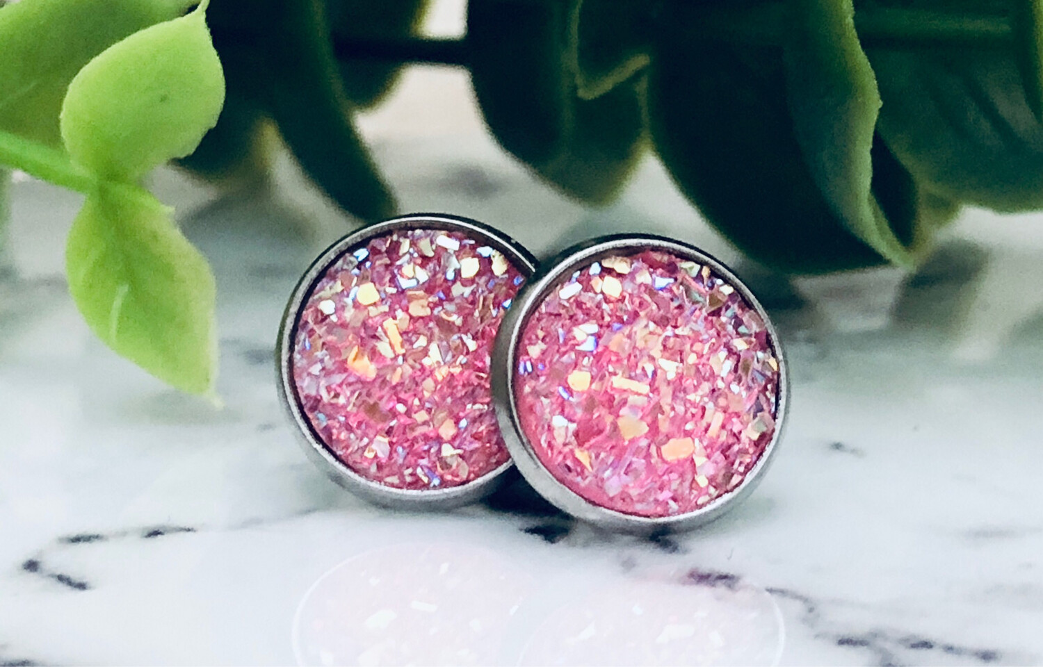 Ballet Slipper - Druzy Crystal Stud Earrings 