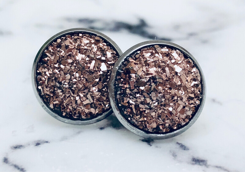 Rosé All Day - Druzy Crystal Stud Earrings 