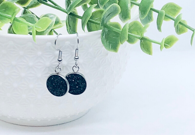 Midnight Magic - Druzy Crystal Dangle Earrings 