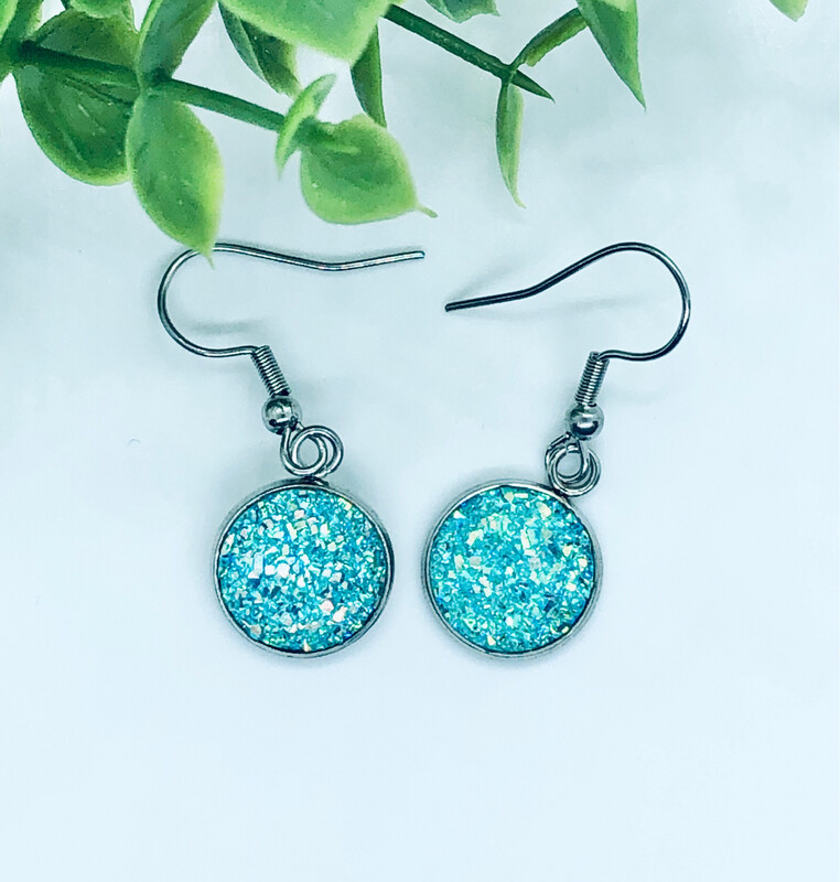 Caribbean  - Druzy Crystal Dangle Earrings 