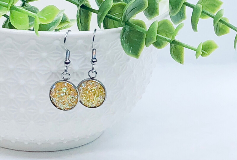 Lemon Drop - Druzy Crystal Dangle Earrings 