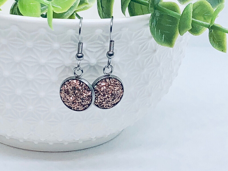 Rosé All Day - Druzy Crystal Dangle Earrings 