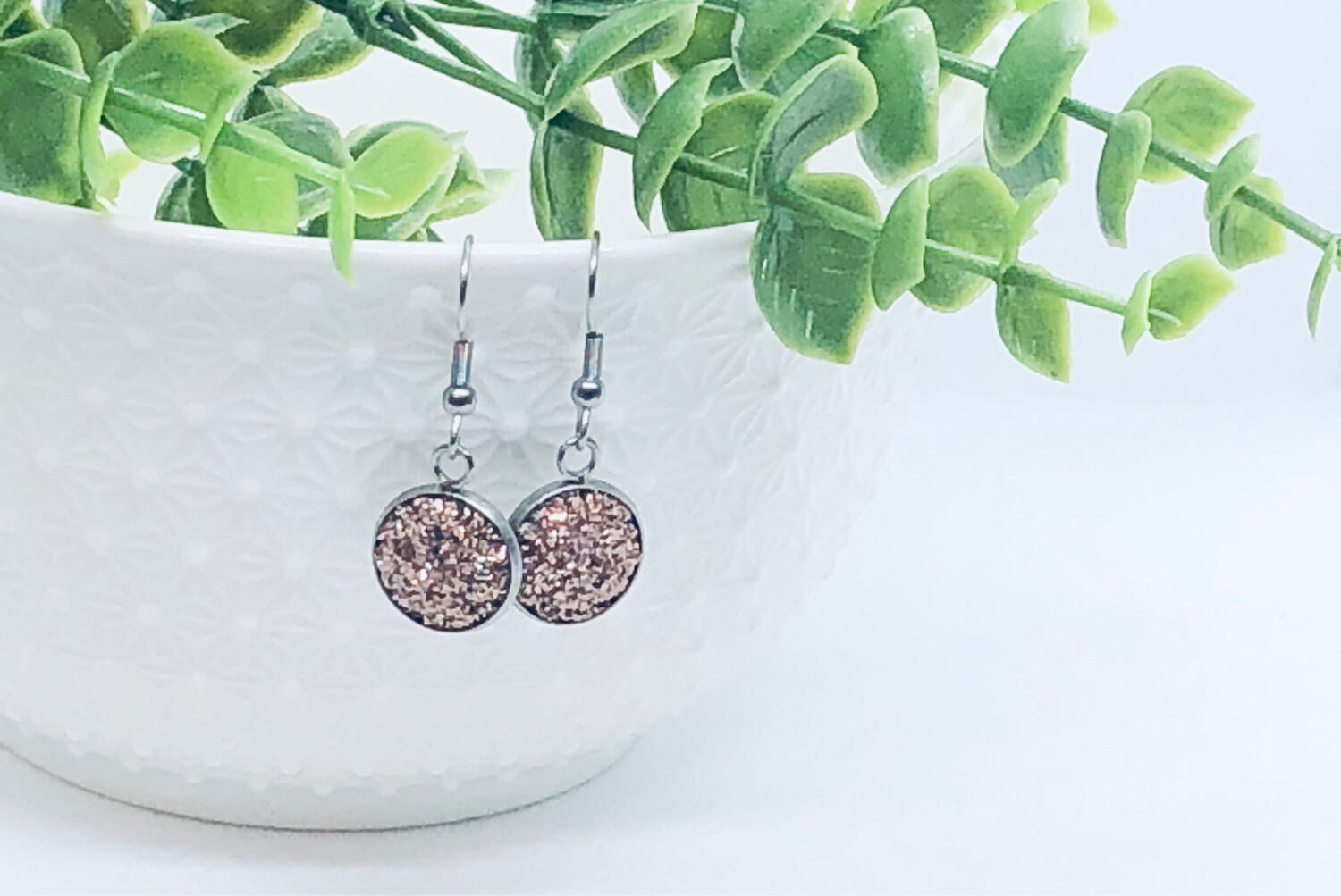 Rosé All Day - Druzy Crystal Dangle Earrings 