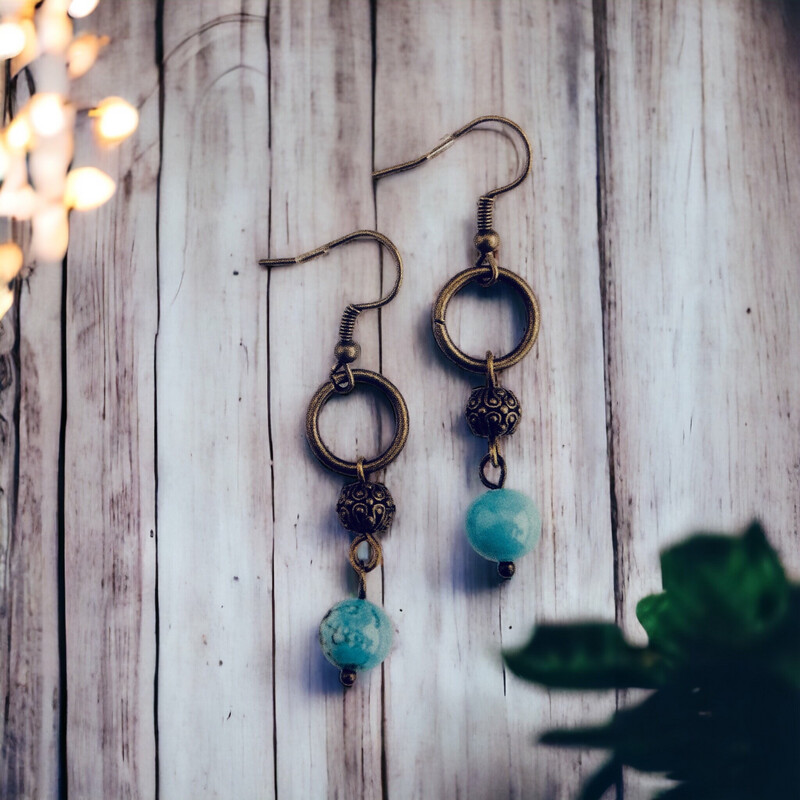  Ava - Vintage Brass Dangle Earrings