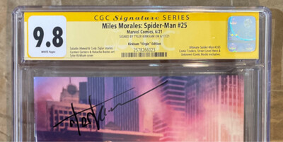 Miles Morales Spider-Man #25 - Gwen &amp; Miles Virgin Variant - Signage Series CGC 9.8