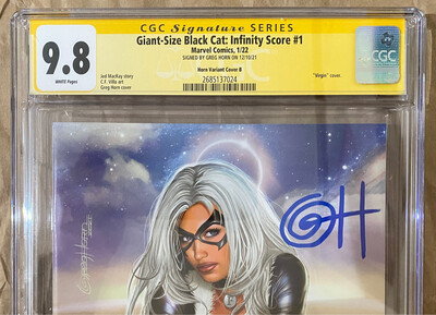 Giant-Size Black Cat: Infinity Score #1 - Greg Horn - Virgin Exclusive - CGC 9.8 (Signature Series)