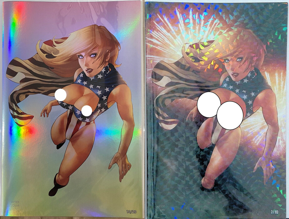 Patriotika United #1 - Powergirl Homage Virgin Holofoil &amp; Crystal Fleck Exclusives