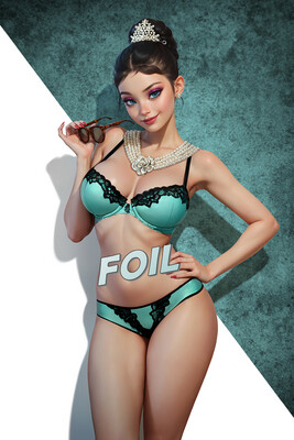!Cherry Fox Comics Exclusive - Mad Love #1 - Breakfast at Tiffany&#39;s - Holofoil - Holly Golightly Lingerie Cosplay - Virgin Foil Variant