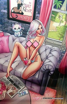 Diamond & Cherry Blossom #1 - J. Scott Campbell Homage - Naughty Kitty Virgin Metal Exclusive