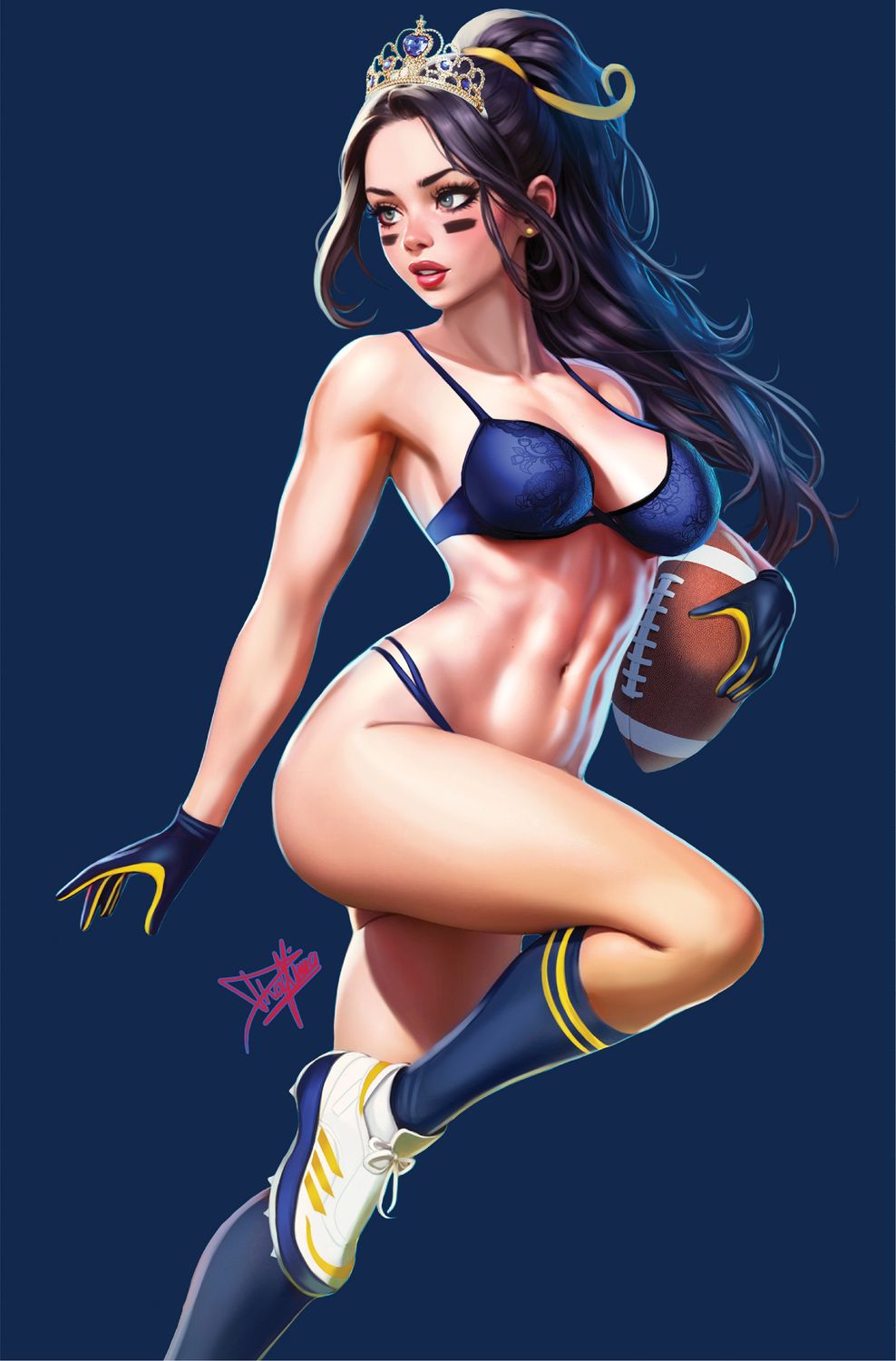 ! Cherry Fox Comics - Power Hour #2 - Dhaxina - Princess Belle &quot;Go Blue&quot; Bikini Virgin Exclusive