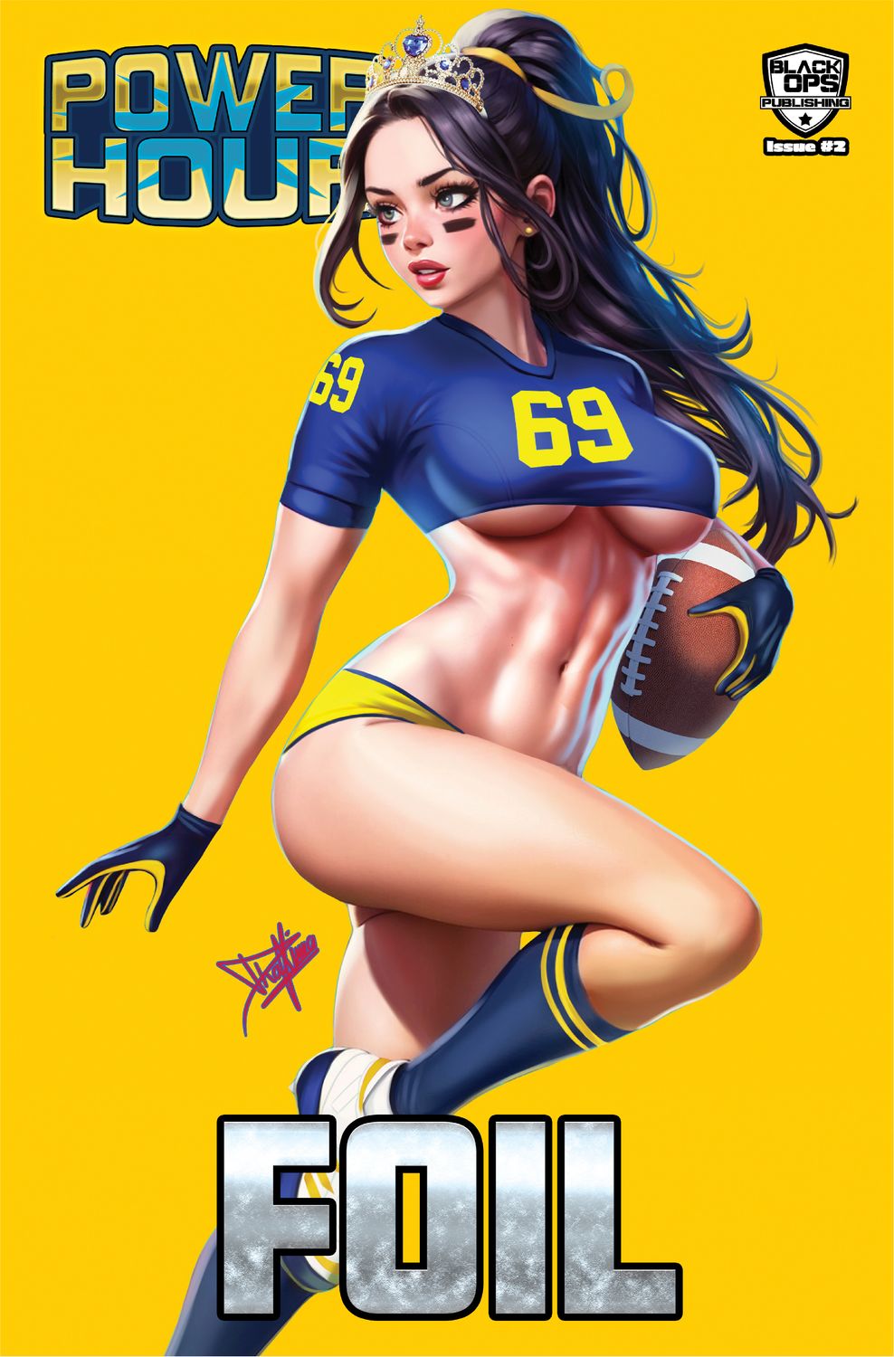 ! Cherry Fox Comics - Power Hour #2 - Dhaxina - Princess Belle &quot;Go Blue&quot; Trade Foil Exclusive