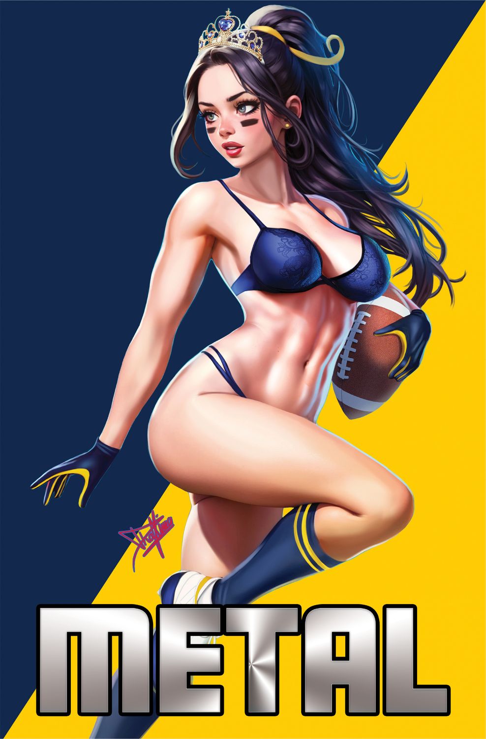 ! Cherry Fox Comics - Power Hour #2 - Dhaxina - Princess Belle &quot;Go Blue&quot; Bikini Virgin Metal Exclusive