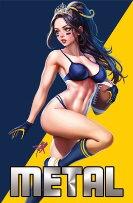! Cherry Fox Comics - Power Hour #2 - Dhaxina - Princess Belle &quot;Go Blue&quot; Bikini Virgin Metal Exclusive