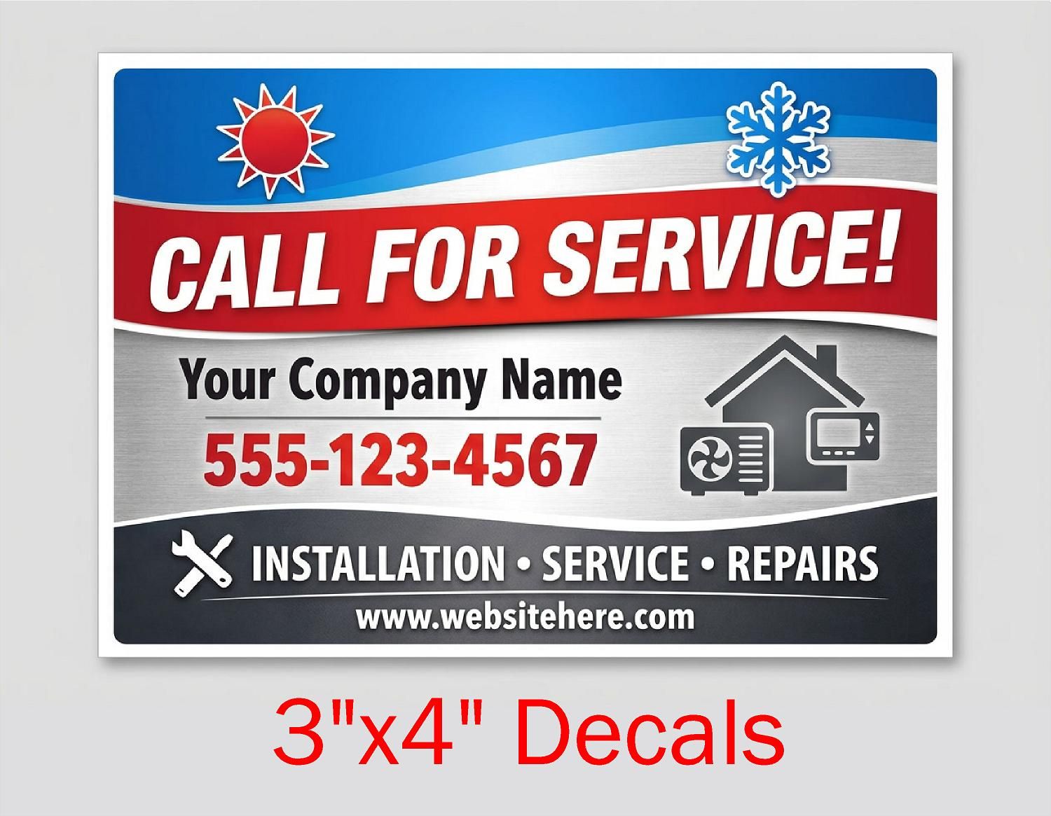 Custom Call For Service Decals – 3" × 4"