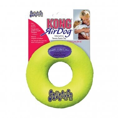 Kong® Airdog® Squeaker Donut Dog Toy, Medium, Yellow